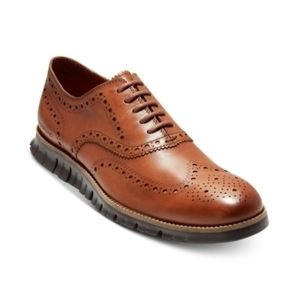 Cole Haan Brown Leather Wingtip Oxford with Lightweight Sole